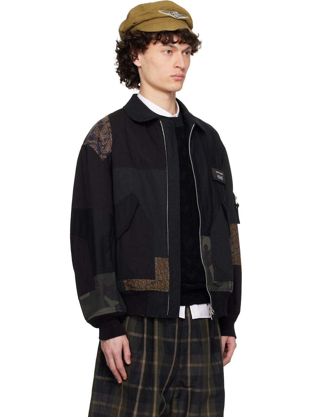 Black Nylon Back Satin Mix Jacket - 2