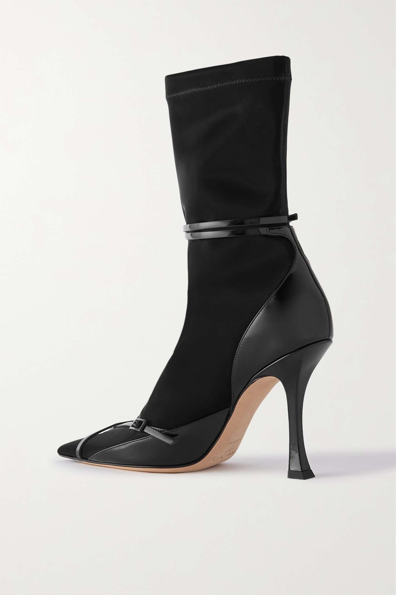 + Mugler patent-leather trimmed neoprene ankle boots - 3