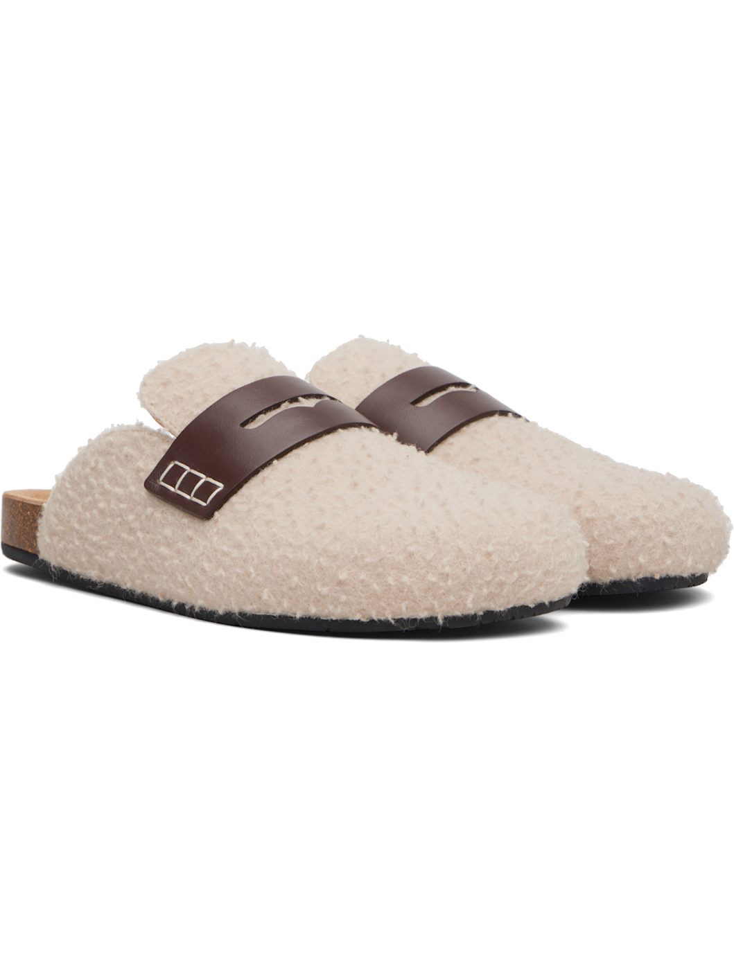 Beige Felt Loafers - 4