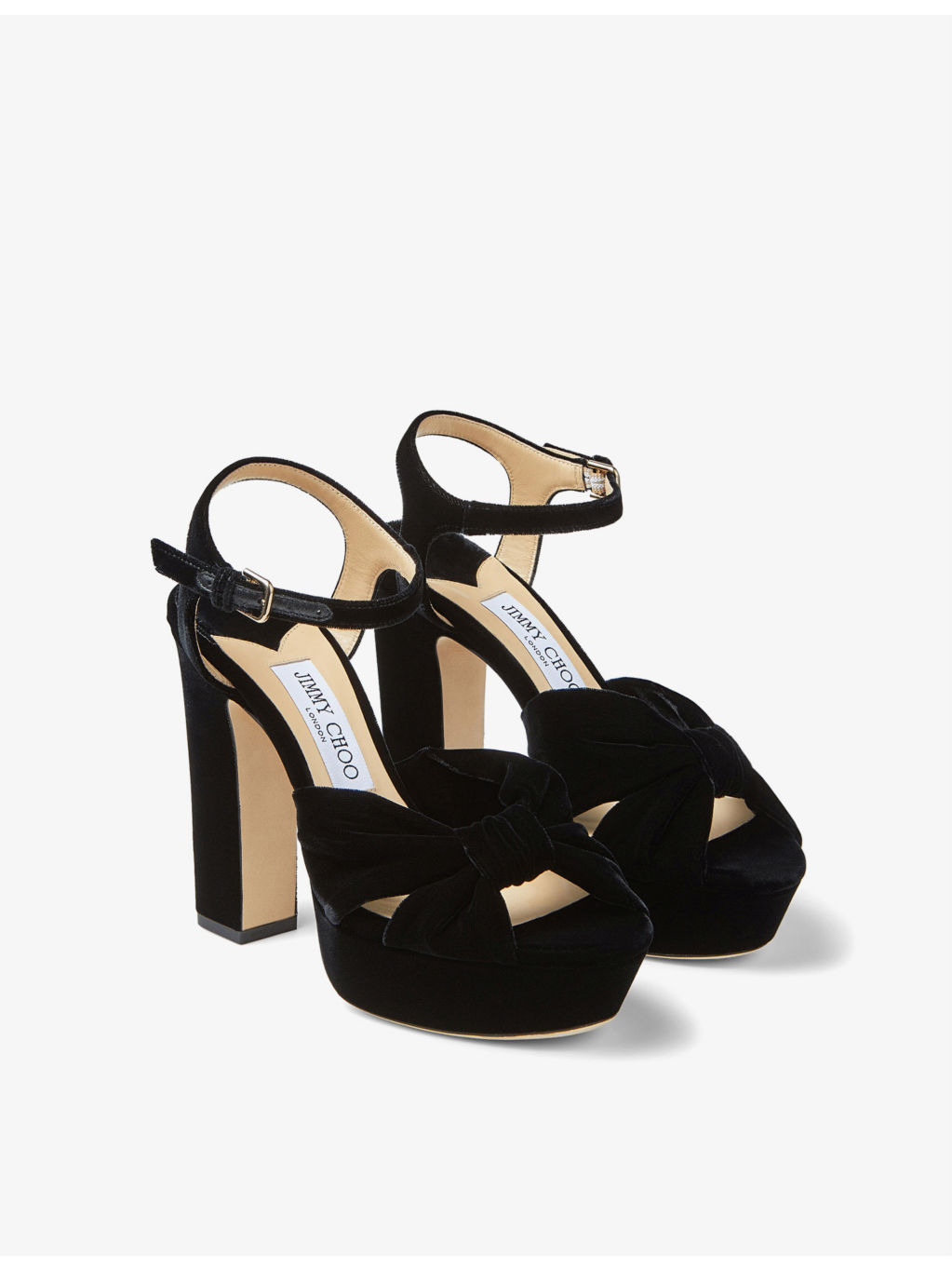 Heloise 120 bow-embellished velvet platform-heeled sandals - 4