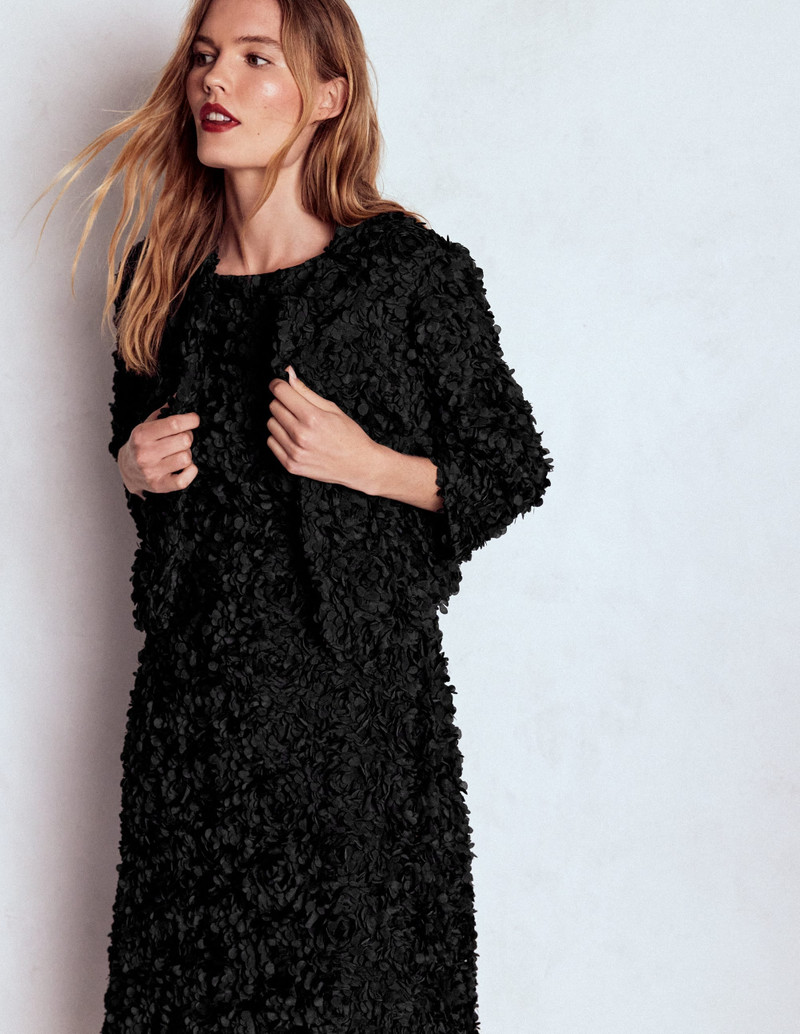 Petal Textured Cropped Jacket-Black, Petal Tulle 6