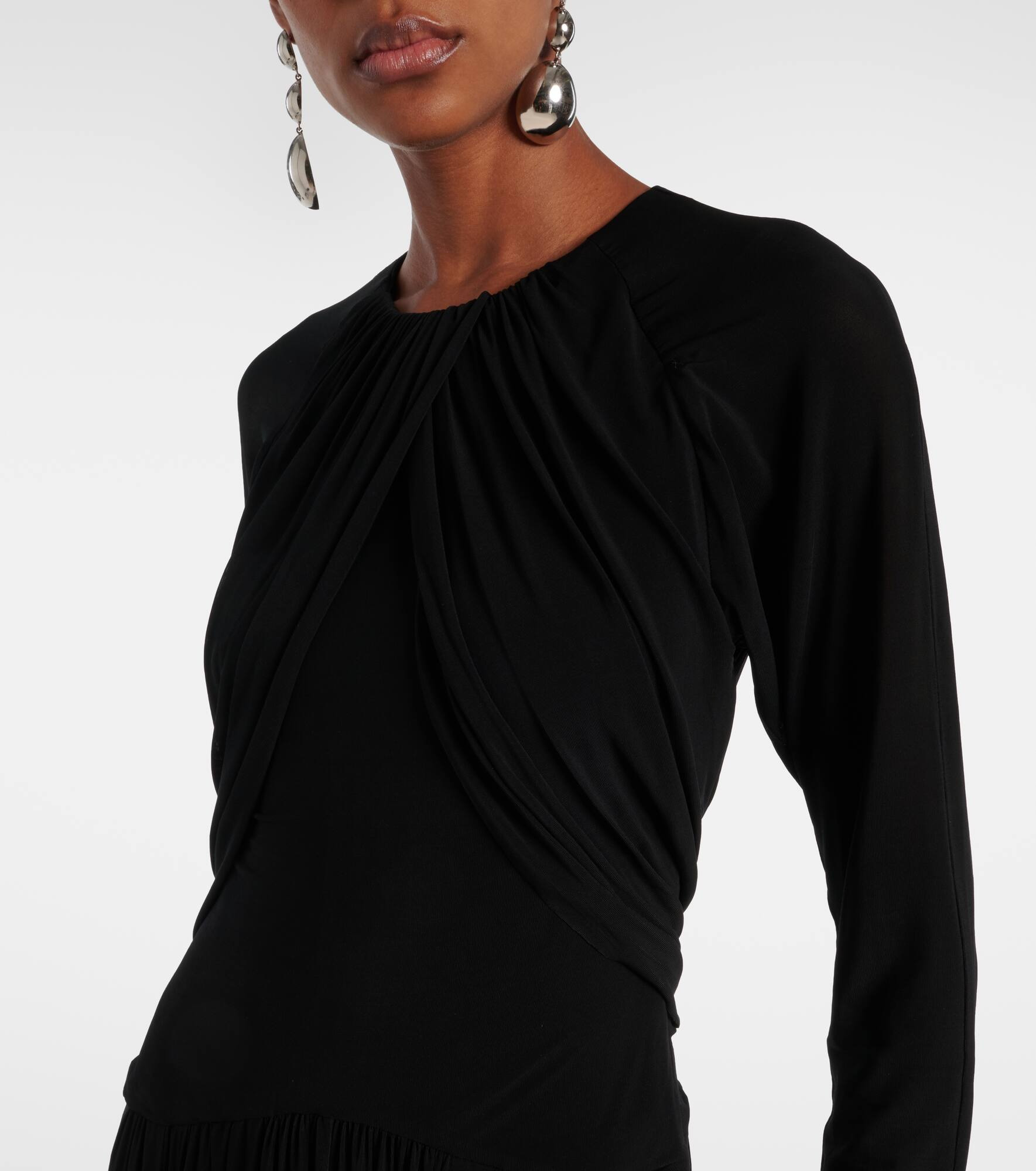 Galina draped gathered jersey maxi dress - 4