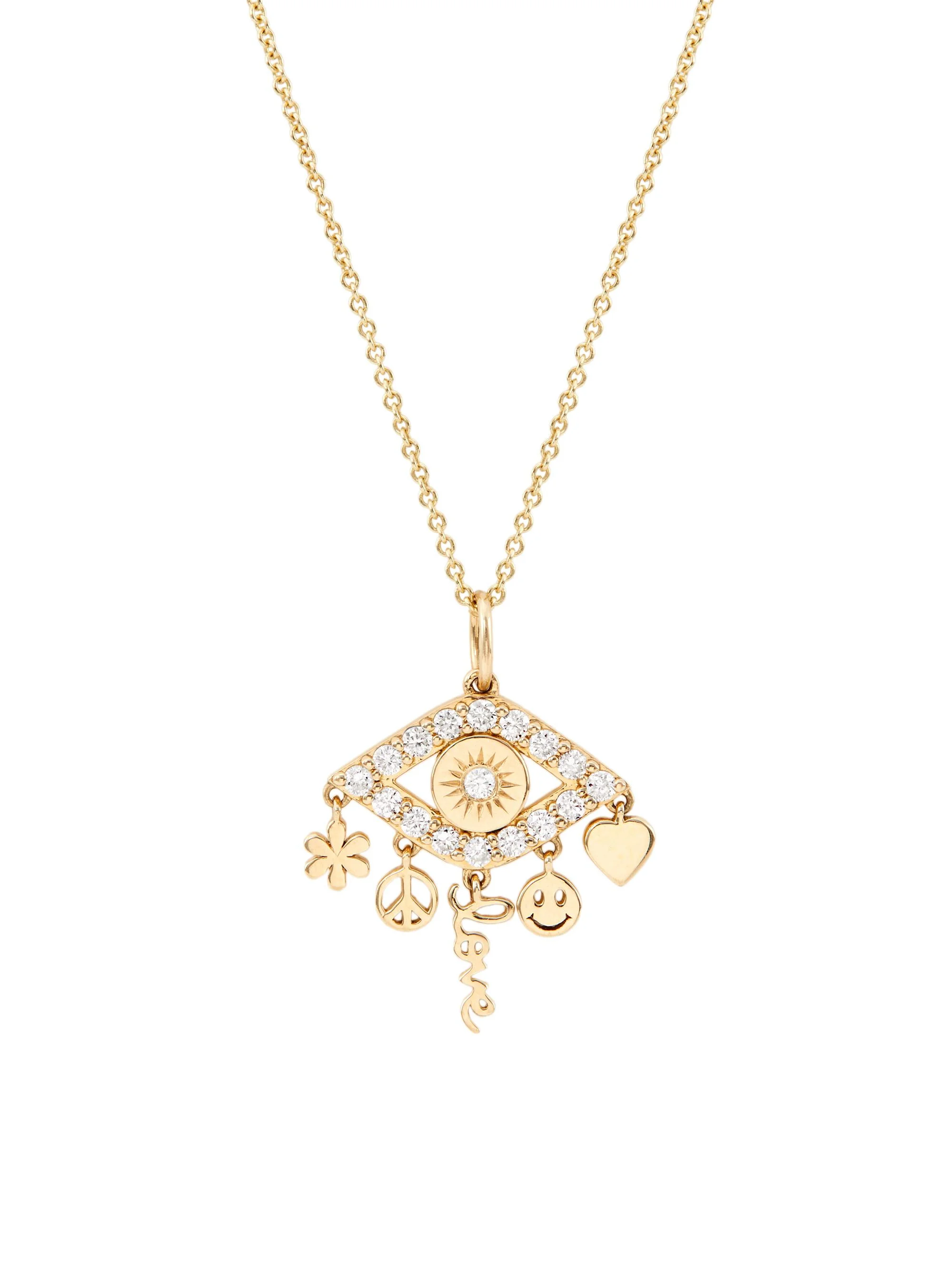 Women's 14K Yellow Gold & 0.18 TCW Diamonds Evil Eye Necklace - Gold - 1