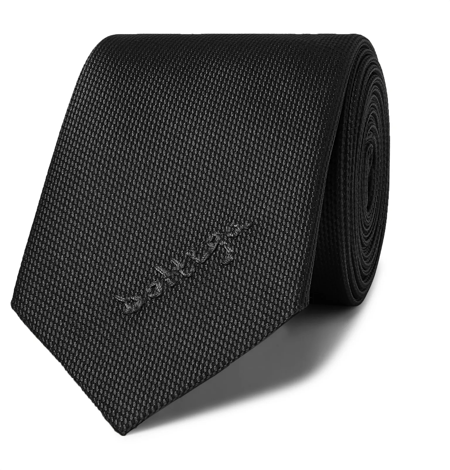 5.5cm Logo-Embroidered Textured-Silk Tie - 1