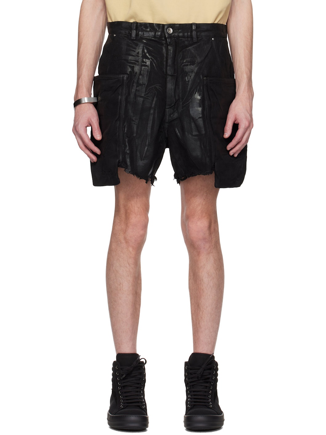 Black Hollywood Stefan Denim Cargo Shorts - 1