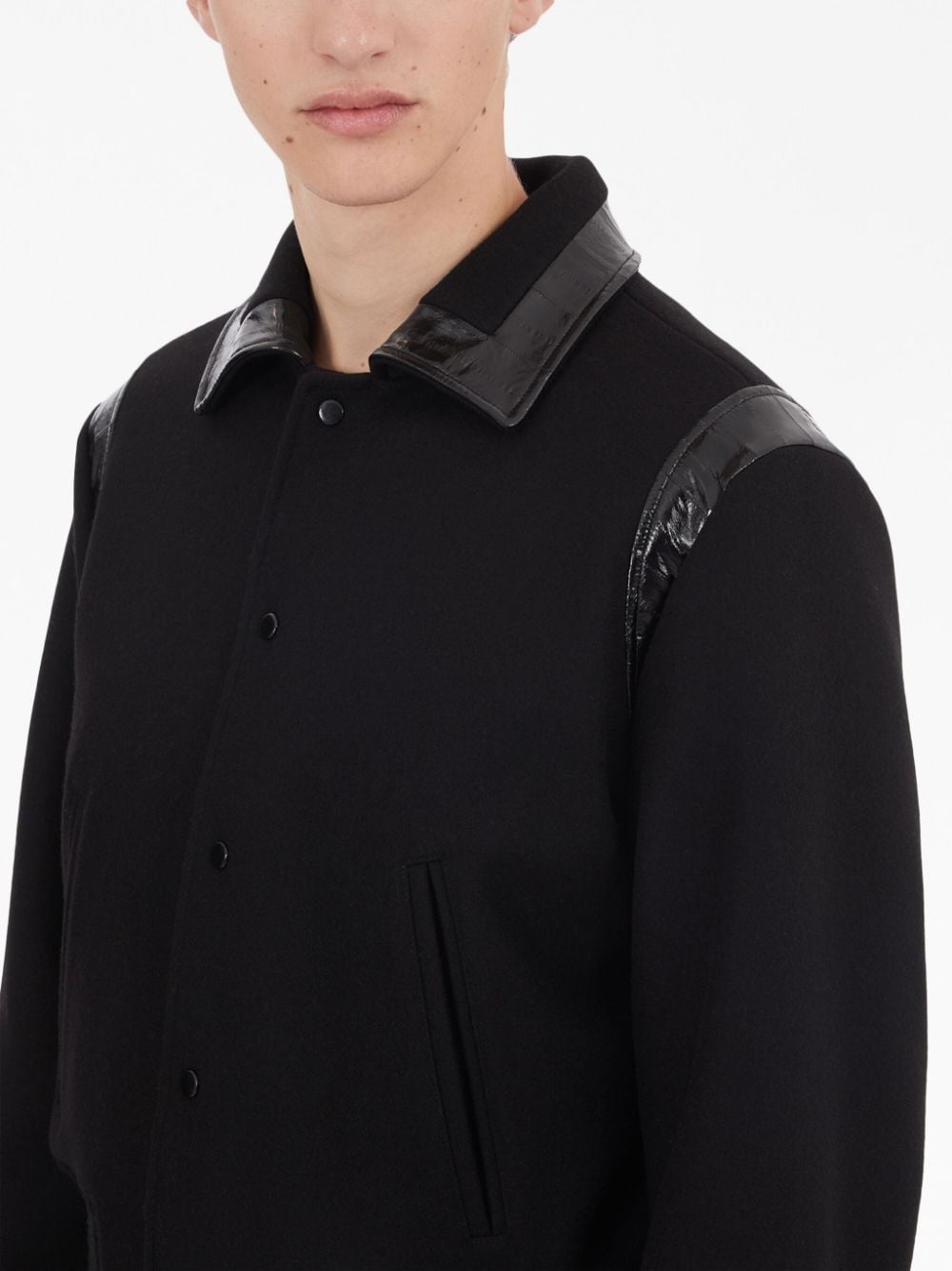 pointed-flat collar wool jacket - 5