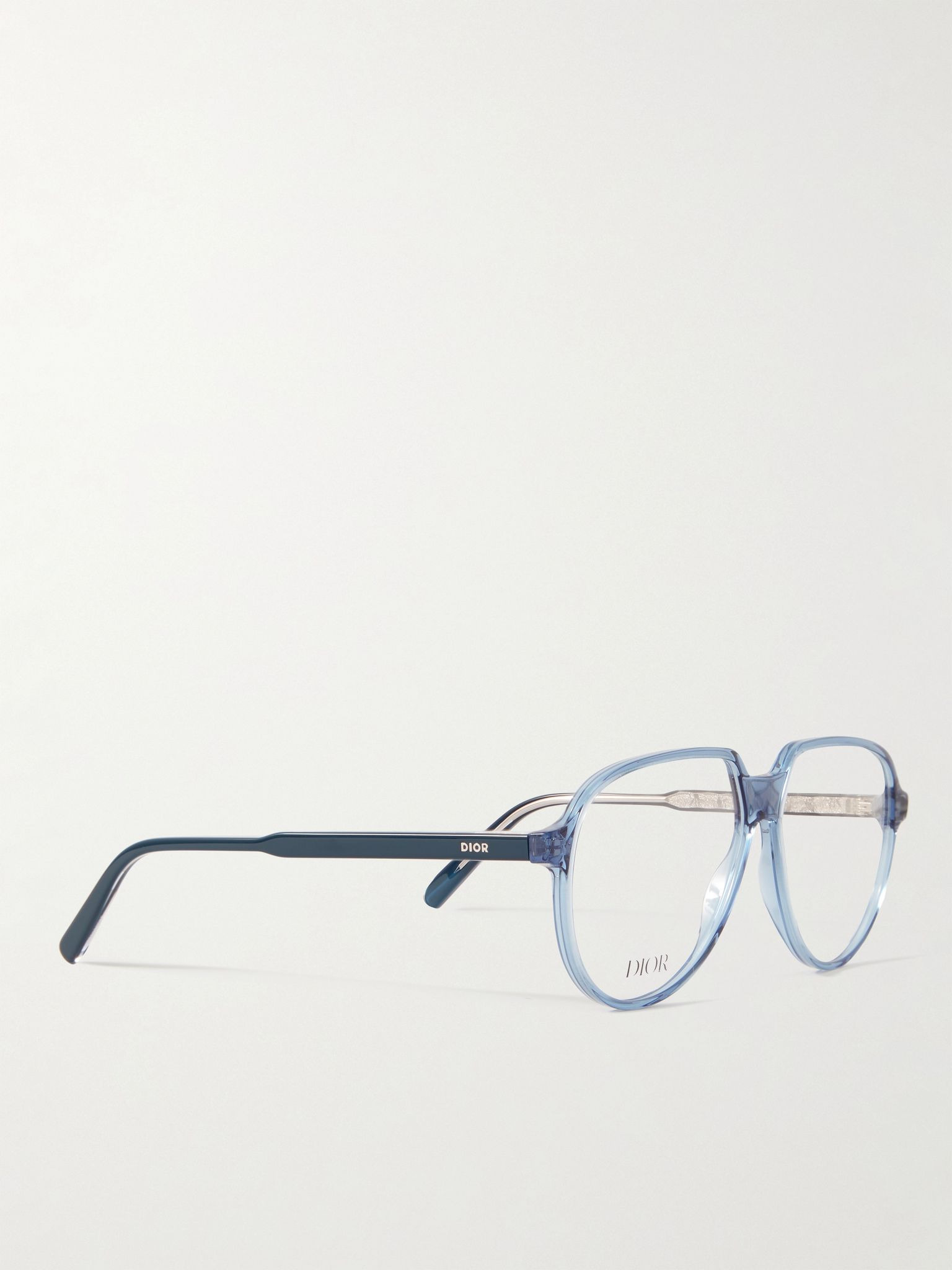 InDior O A1I Aviator-Style Acetate and Silver-Tone Optical Glasses Blue - 3