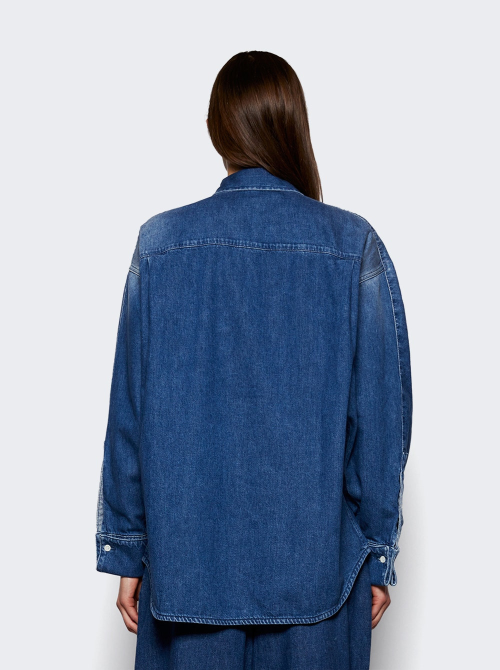 Draped Shirt Washed Denim - 5