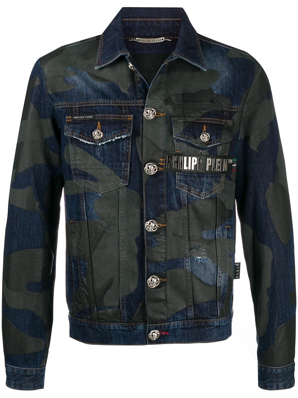 camouflage print denim jacket - 1