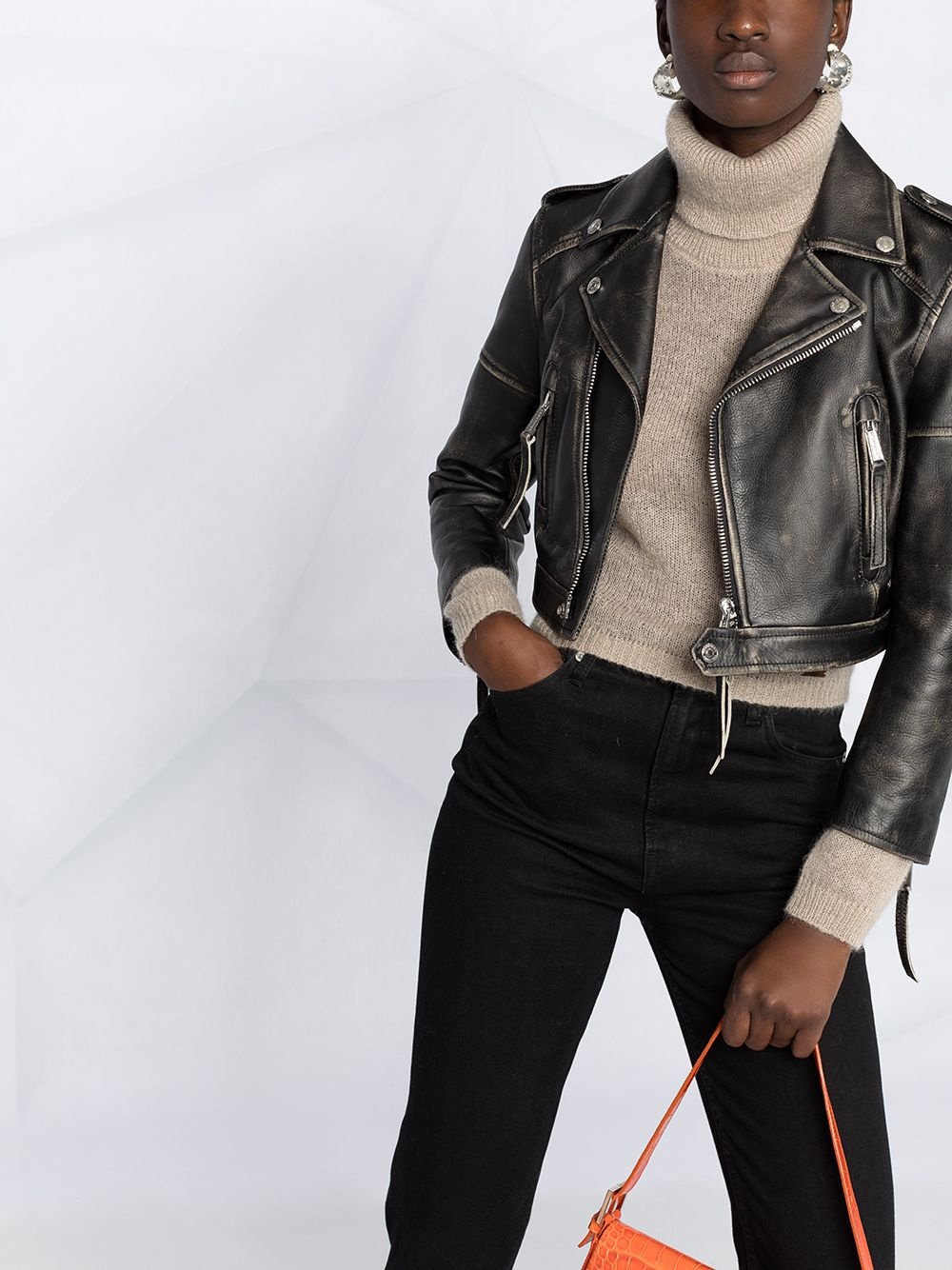 cropped biker jacket - 5