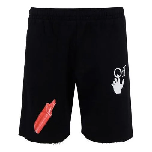 Off-White FW20 Pascal Applique Casual ShortsMen's Black OMCI006F20FLE0021001 - 1