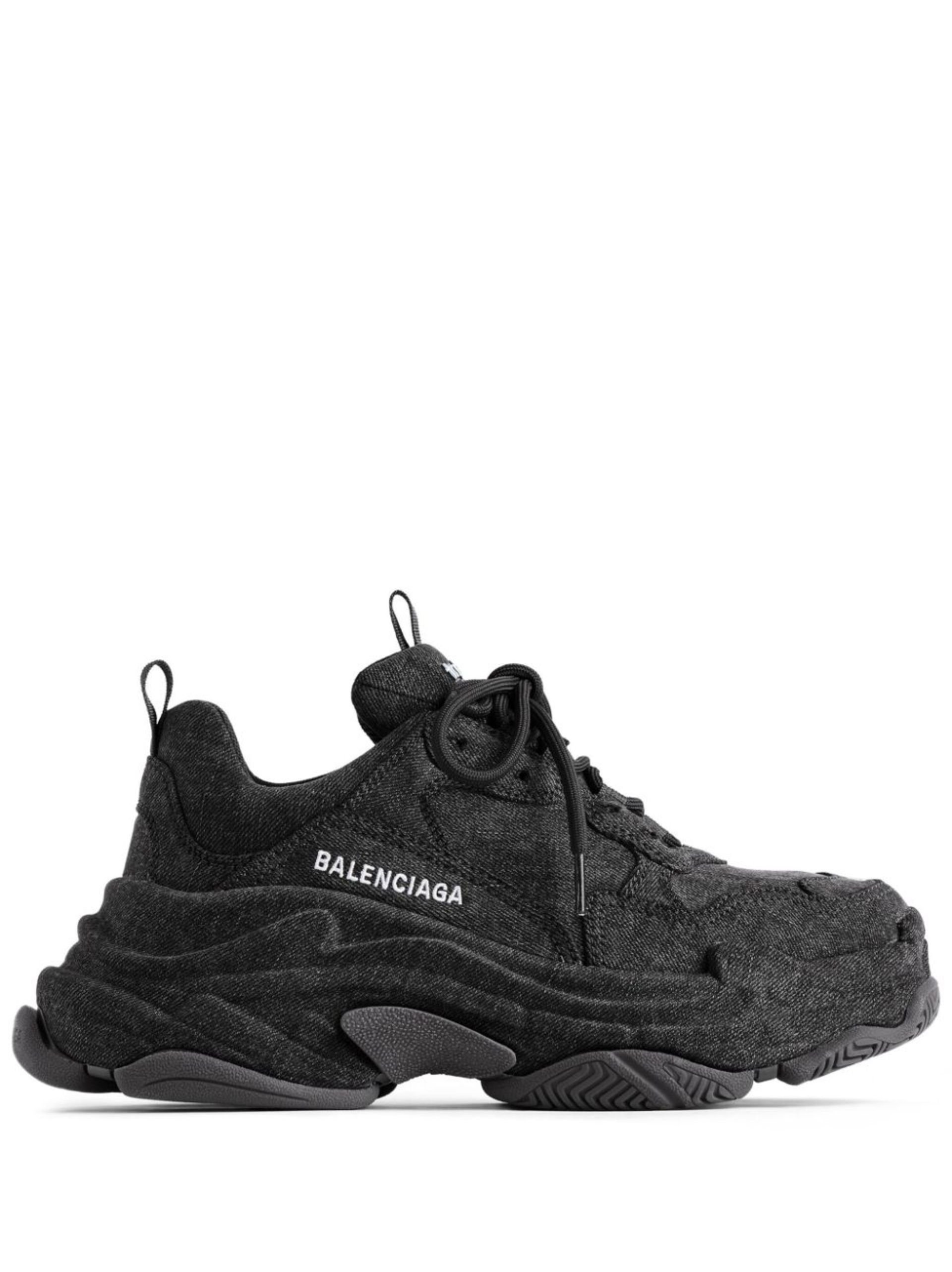 black Triple S denim sneakers - 1