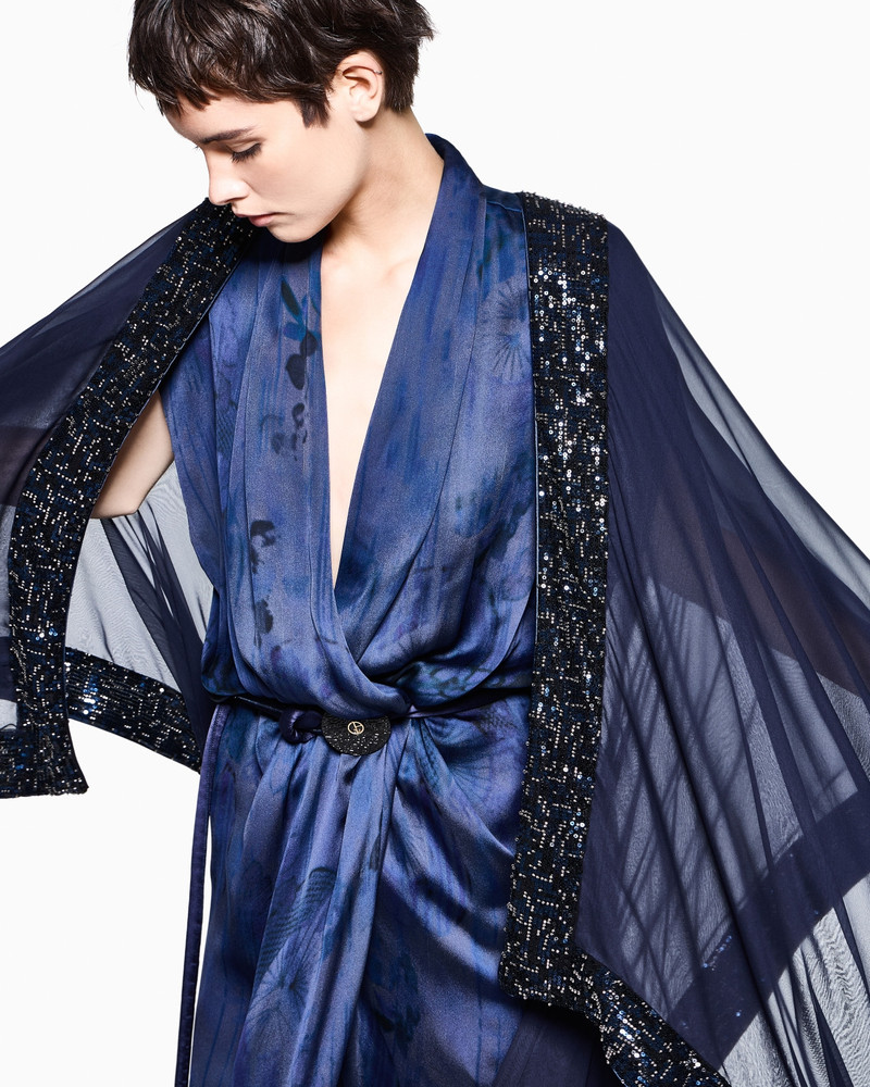 SILK CHIFFON CAPE WITH SEQUIN TRIM 3