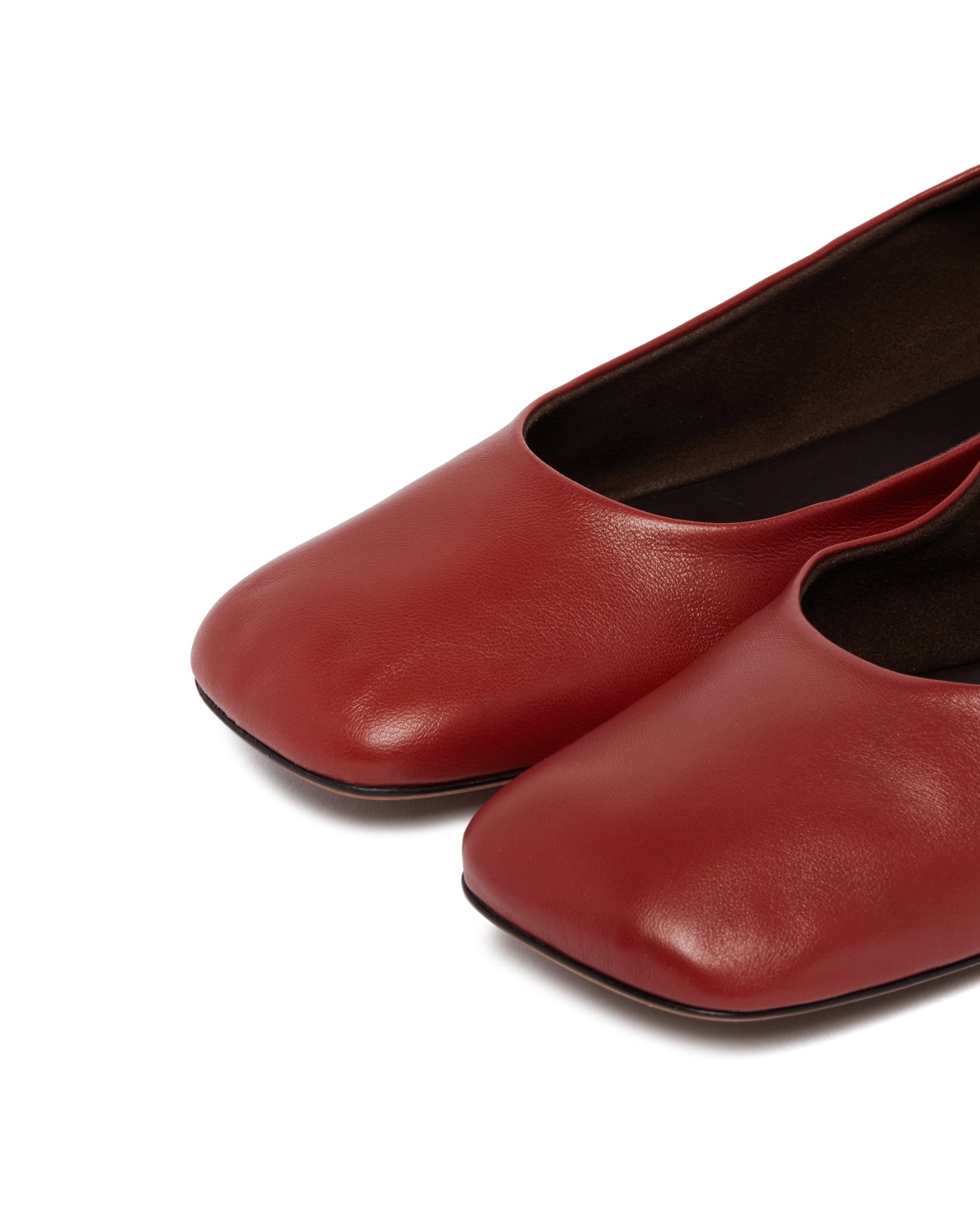 Red Low Square-Toe Flats - 6