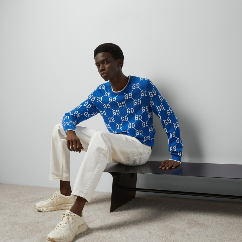 GUCCI GG cotton intarsia sweater outlook