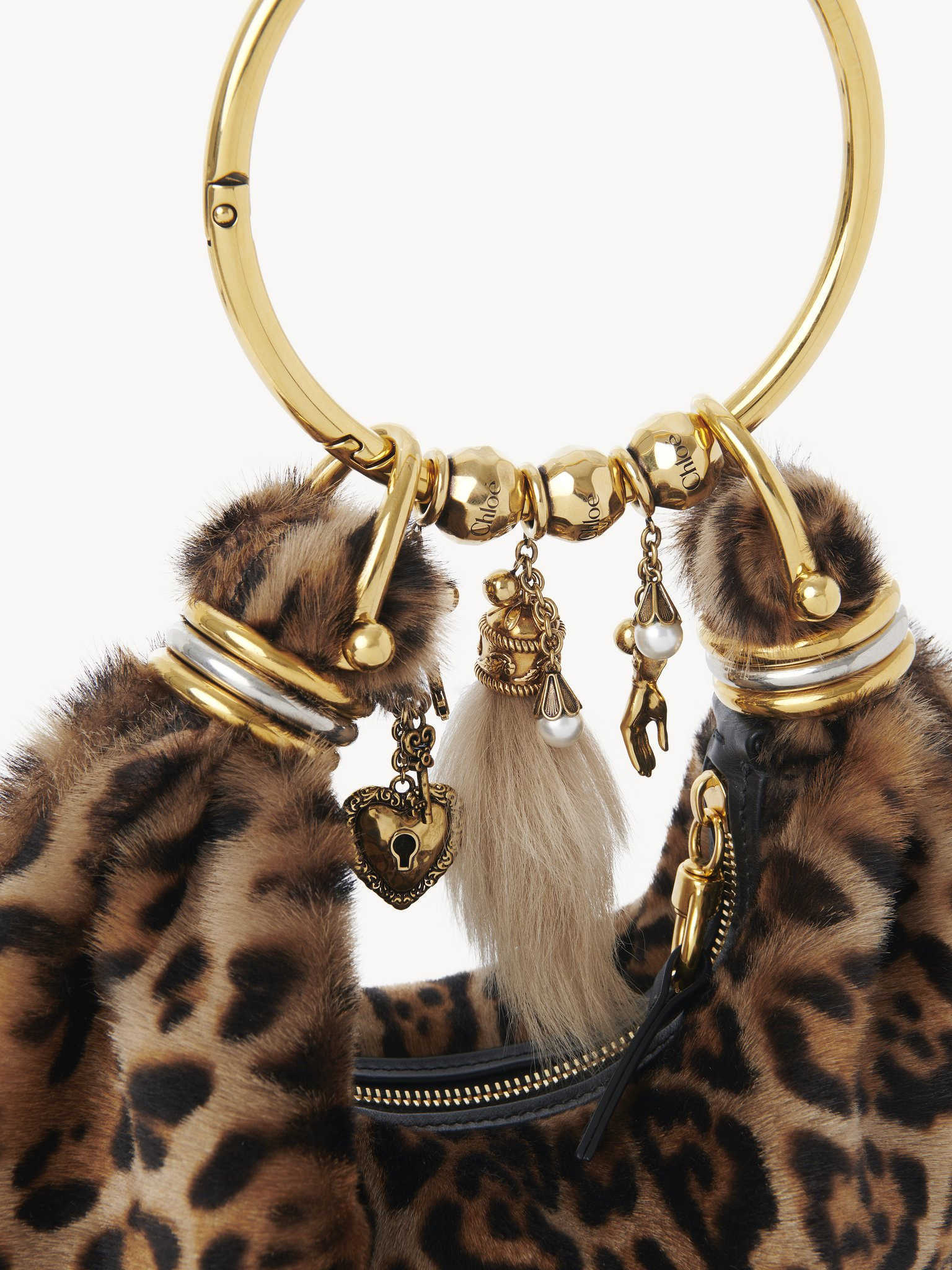 MINI BRACELET HOBO BAG IN LEOPARD-PRINT SHEARLING - 8