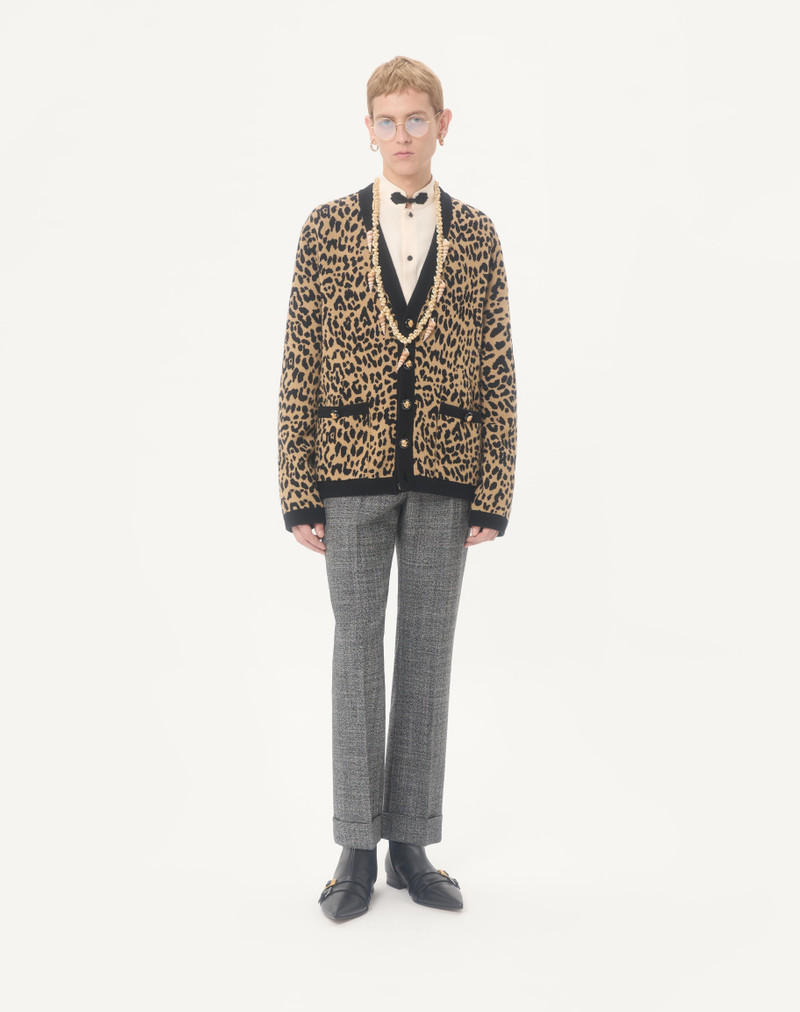 Valentino VALENTINO WOOL CARDIGAN WITH FAUVE ECLAT ANIMAL PRINT JACQUARD outlook