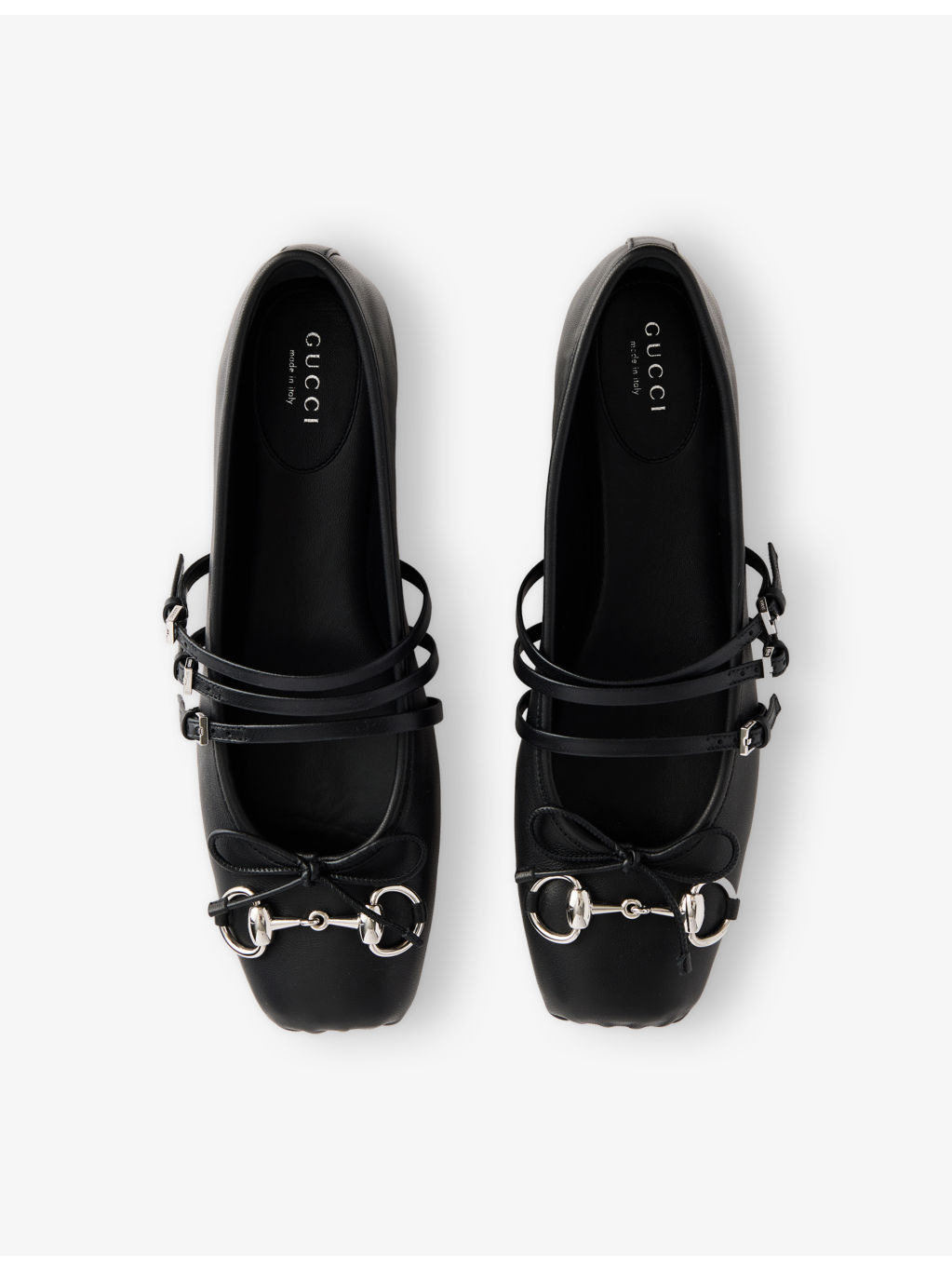 Horsebit Square-Toe Leather Ballerina Pumps - 2