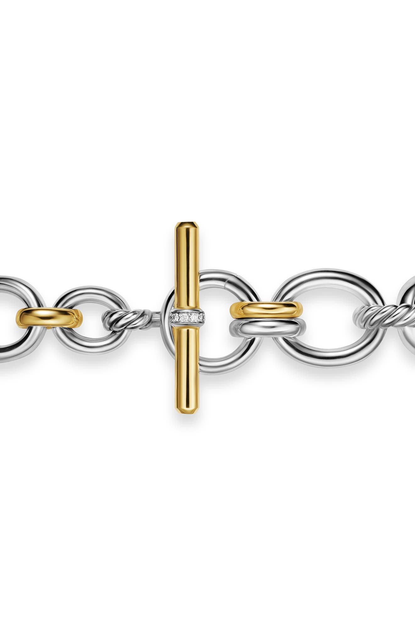 David Yurman Mercer® Chain Bracelet in Sterling Silver with 18K Yellow Gold & Diamonds, 8mm in Diamo - 3