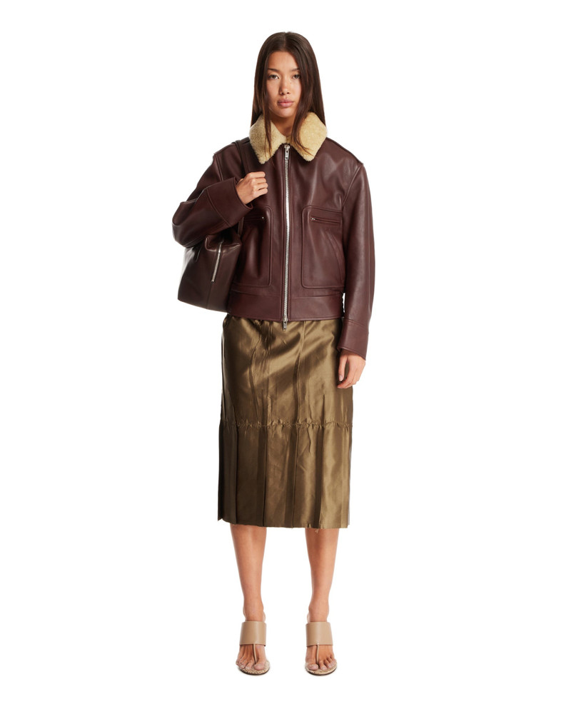 MARIE ADAM-LEENAERDT Green Silk Wrapped Midi Skirt outlook