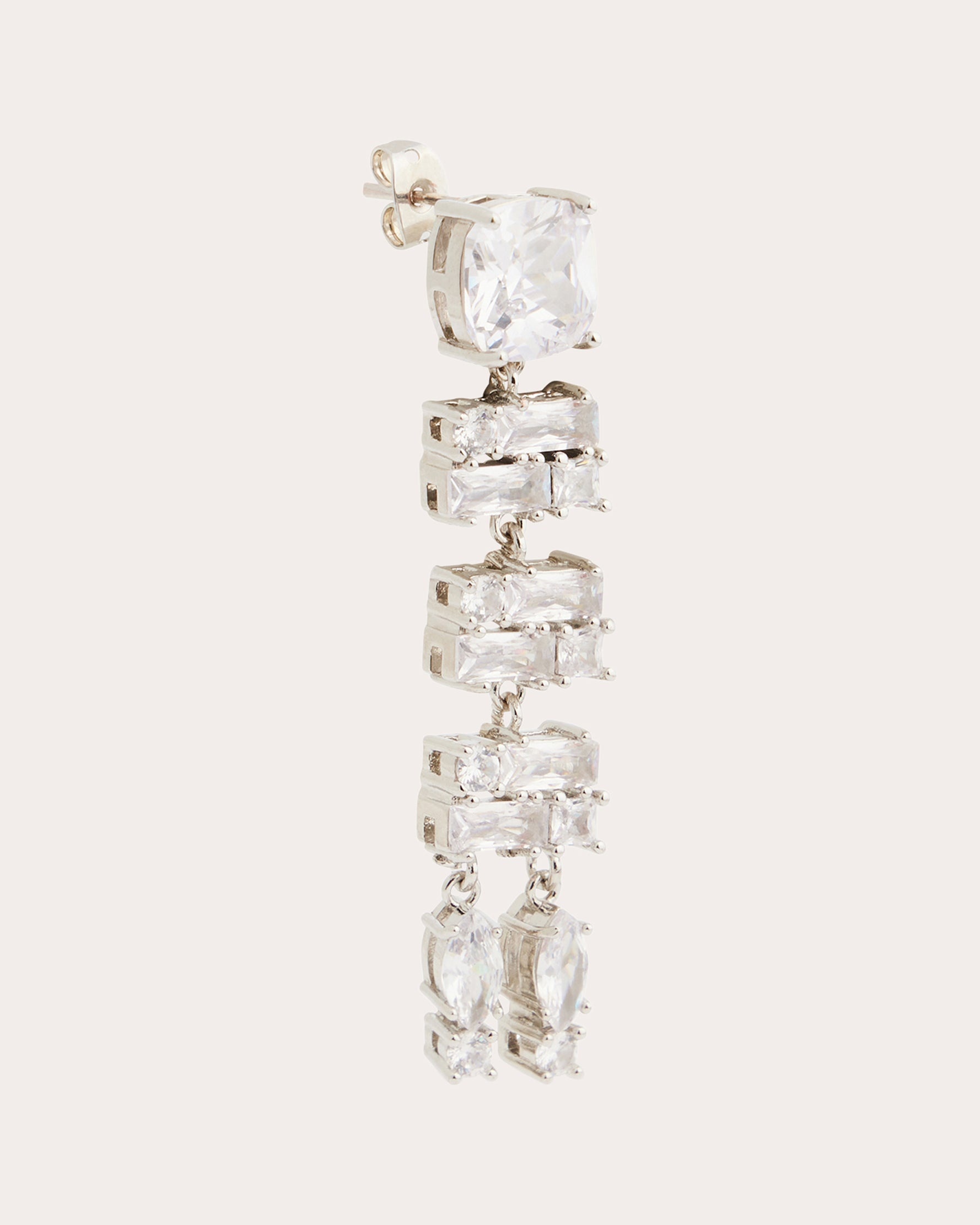 Silver-Tone Crystal Earrings - 3