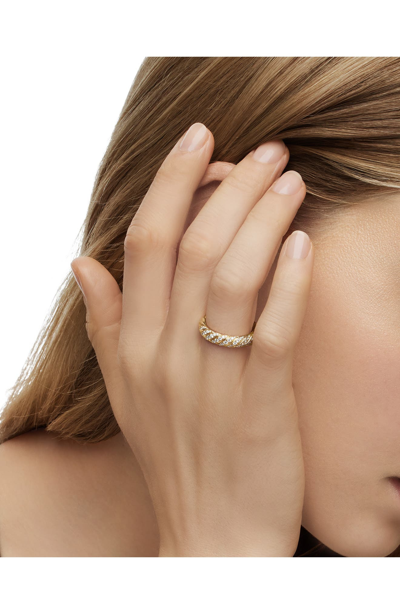 David Yurman Sculpted Cable Pavé Diamond Band Ring in 18K Yellow Gold/Diamond at Nordstrom - 6