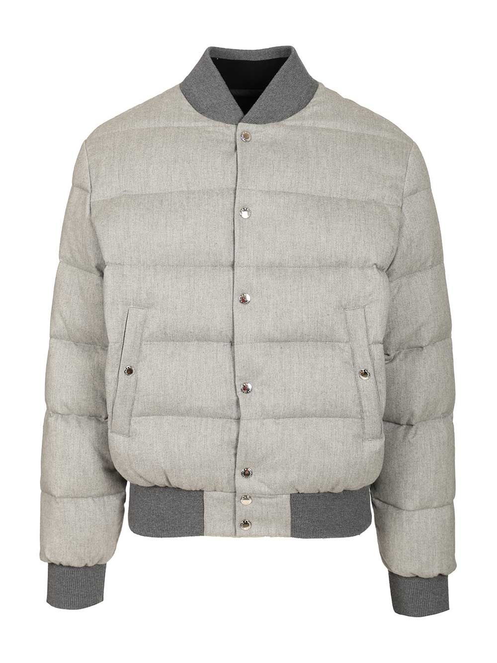 Reversible Flannel Outerwear Bomber Jackets Grey - 1
