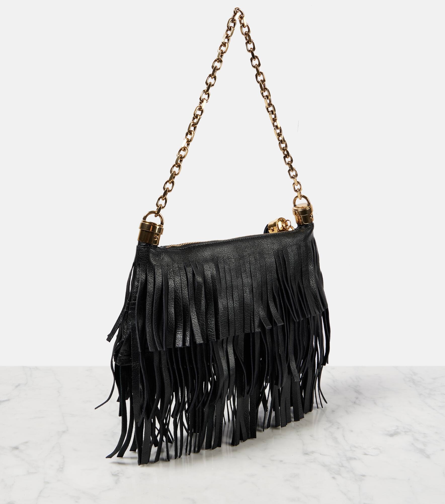 Chloé Foulard fringed leather shoulder bag - 4