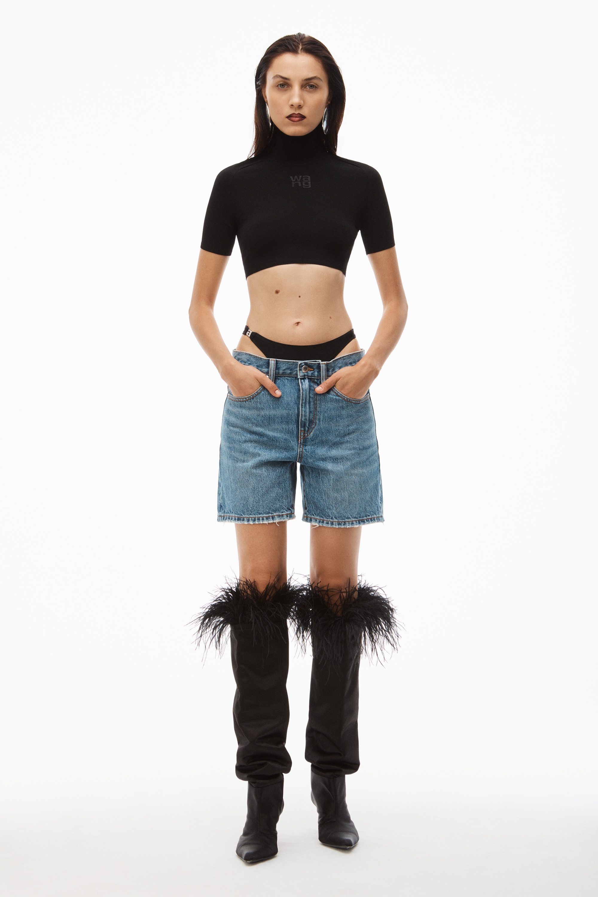 LOW-RISE BIKINI LAYER BOY SHORT IN DENIM - 2