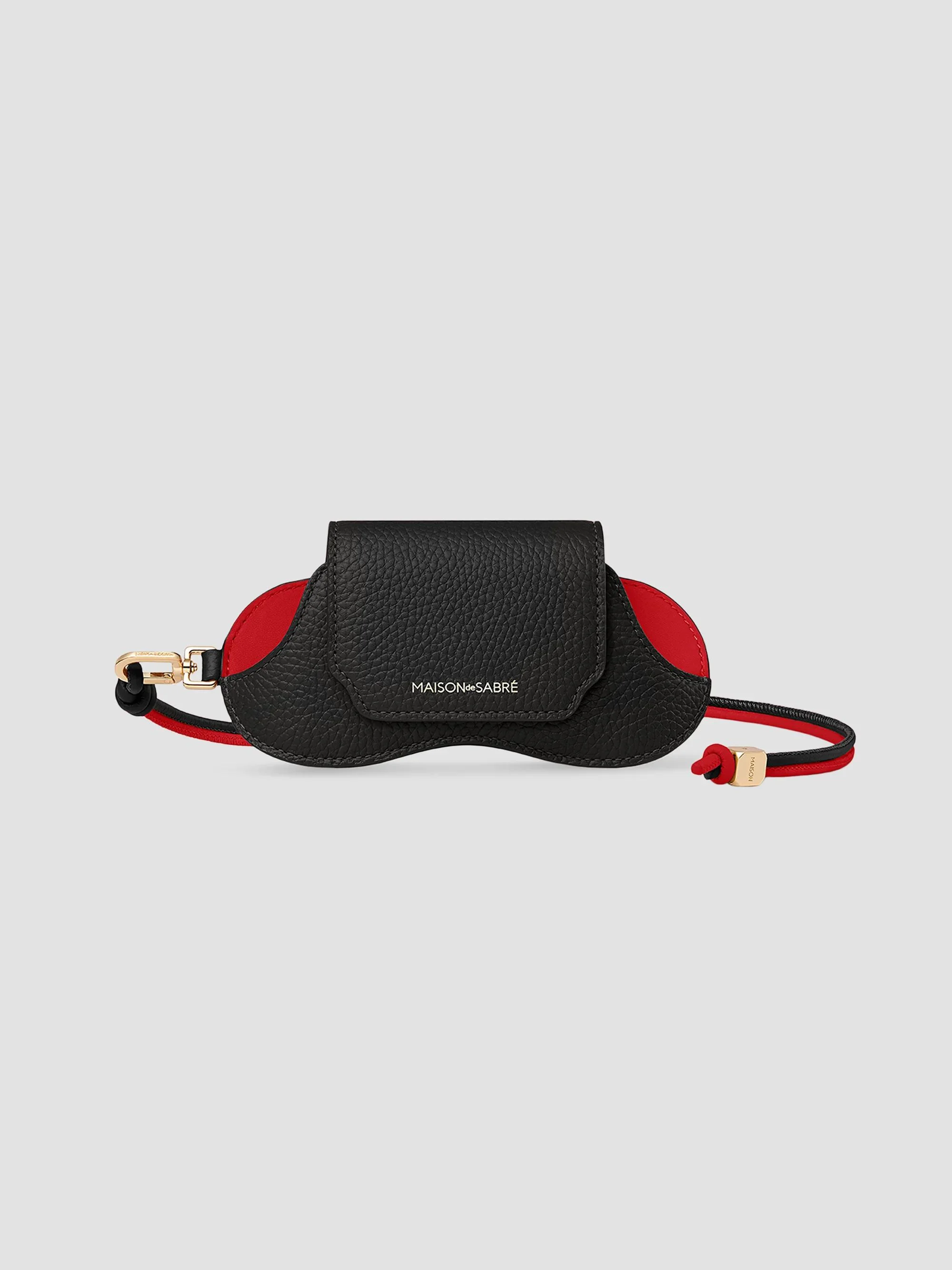 Women's Leather Sunglasses Sling Case - Rouge Noir - 1