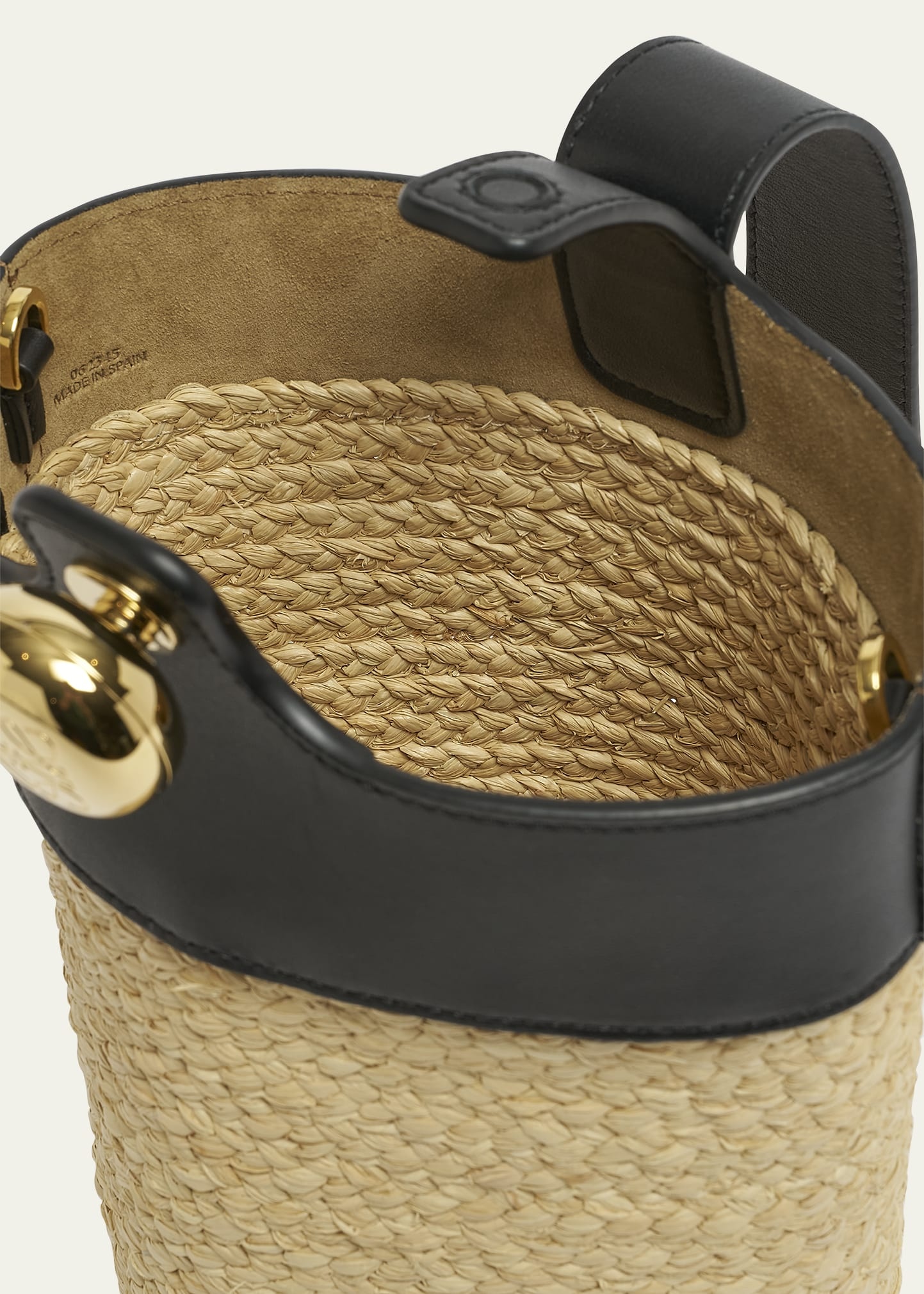 Mini Anagram Pebble Raffia Bucket Bag - 4