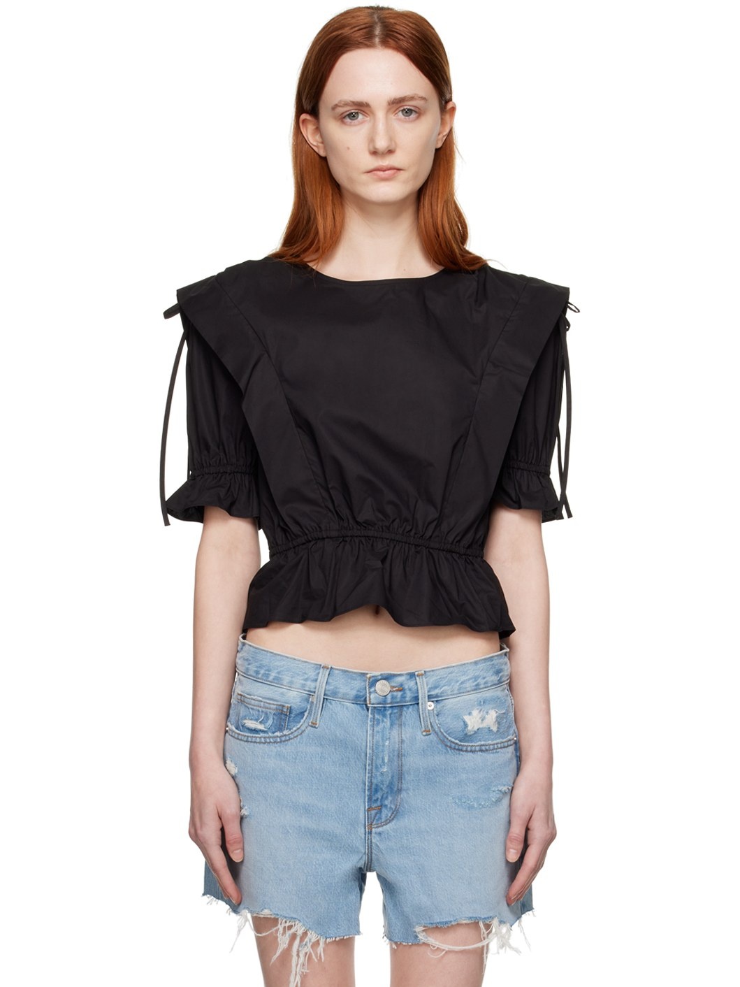 Black Ruched Blouse - 1