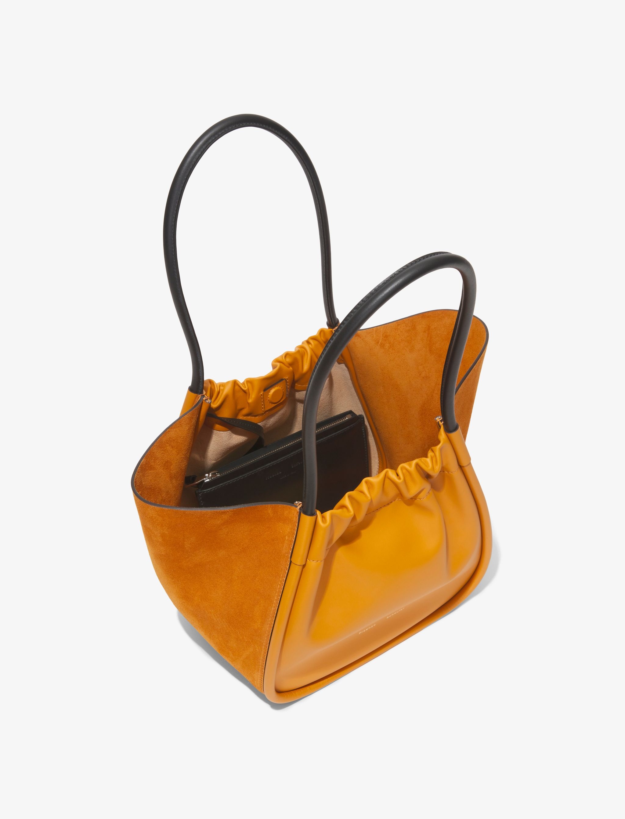 Large Suede Ruched Tote - 5