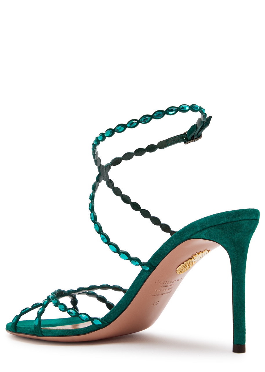 Aquazzura Love Struck 85 Embellished Suede Sandals - 2