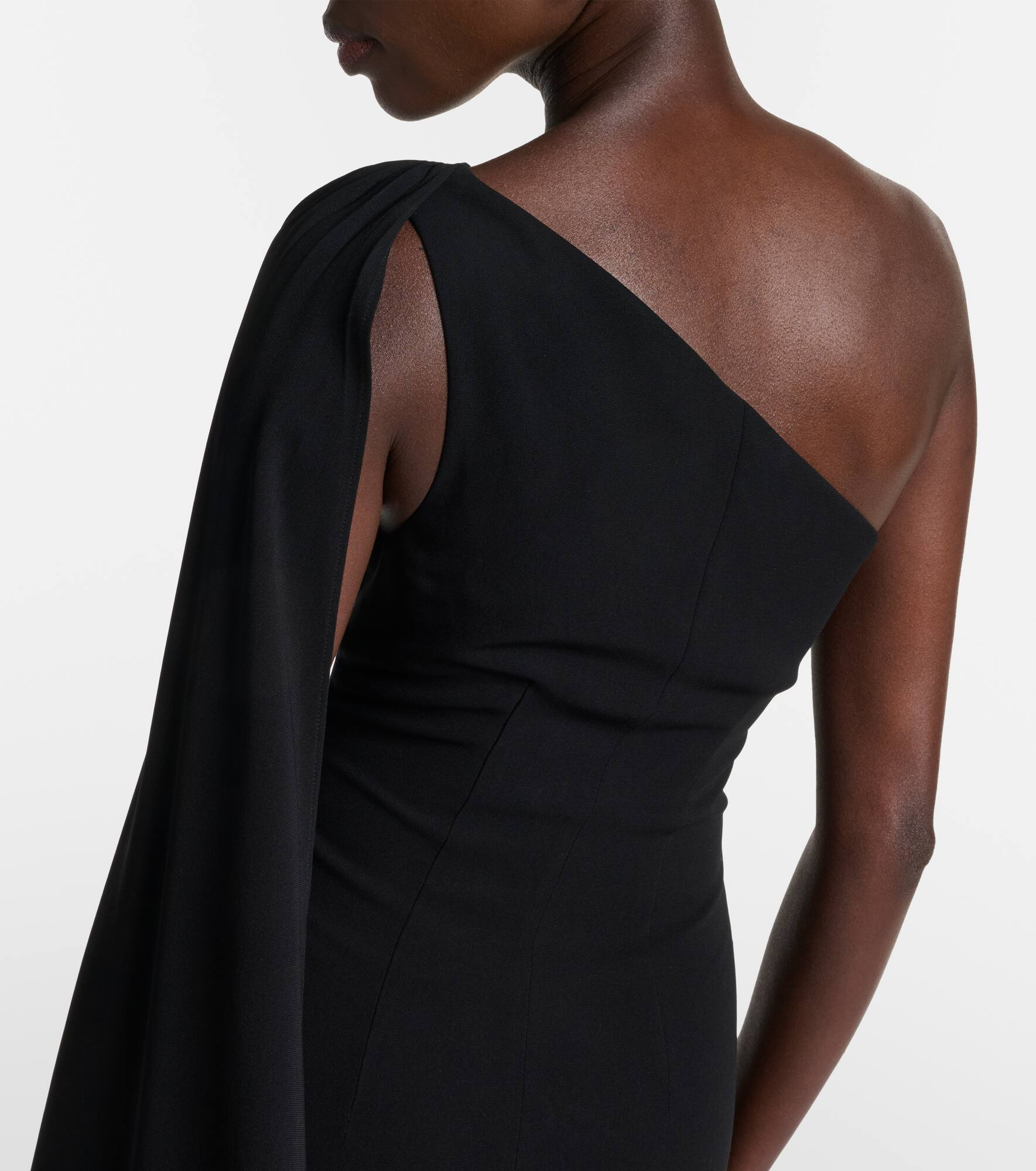 Embellished one-shoulder cady gown - 5