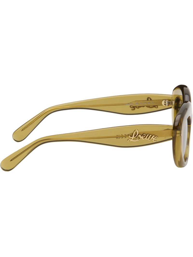Loewe Khaki Curvy Logo Cat-Eye Sunglasses outlook