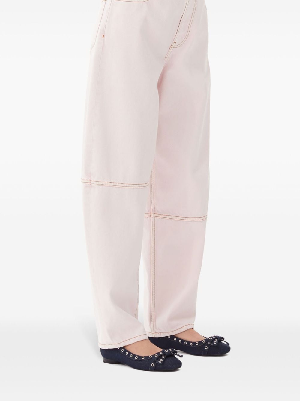 eyelet detailing denim ballerina shoes - 4