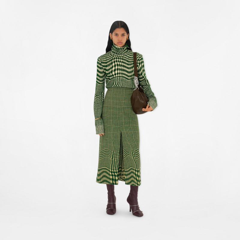 Burberry Warped Houndstooth Wool Skirt outlook