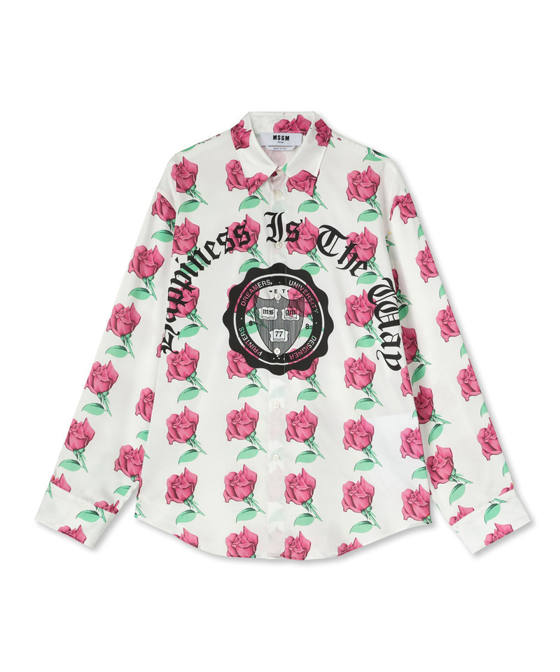 Shirt with "Emblem on Roses printed satin" print 1