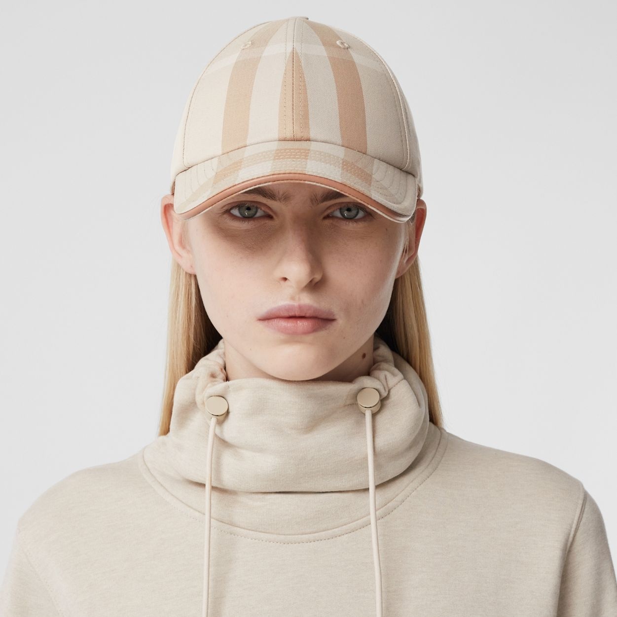 Logo Detail Check Cotton Baseball Cap - 2