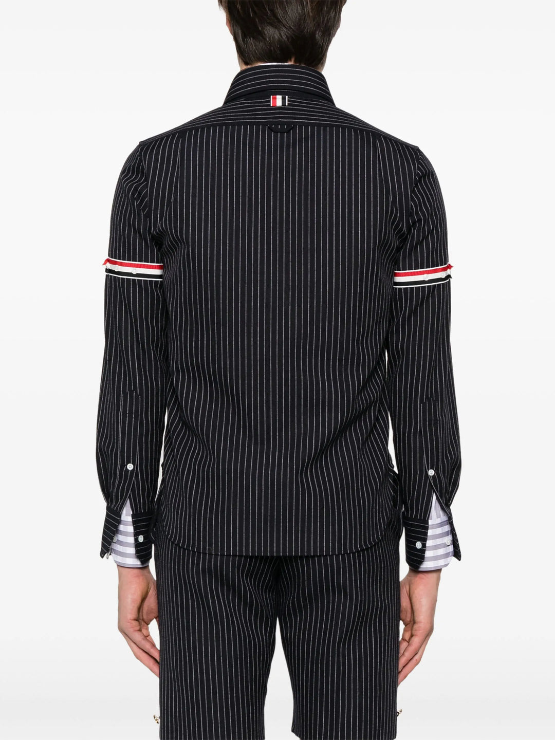 Pinstripe High Twist Wool Zip Up Shirt Men - 4