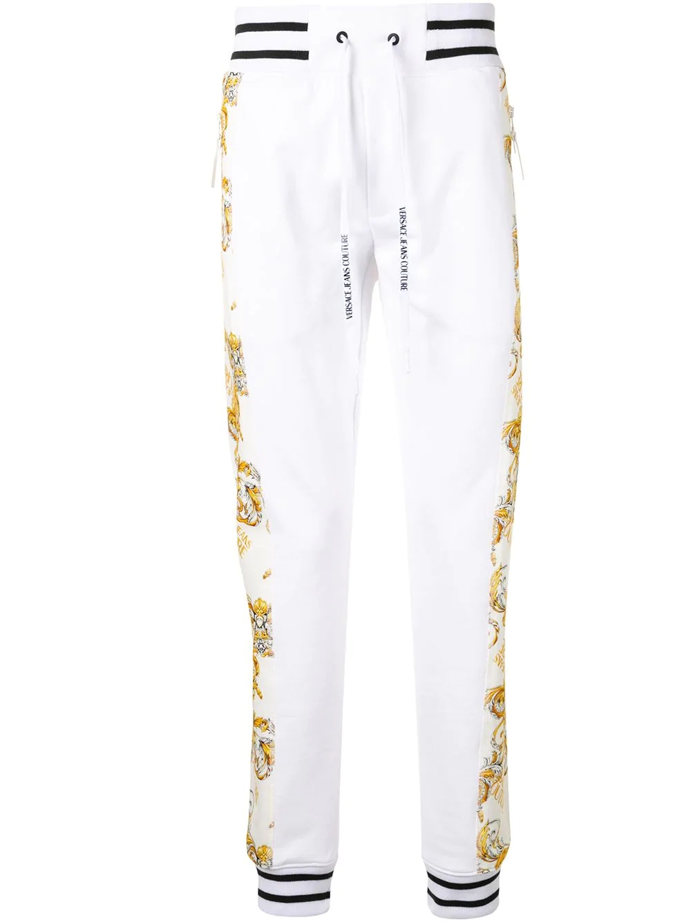 baroque-print drawstring trousers - 1