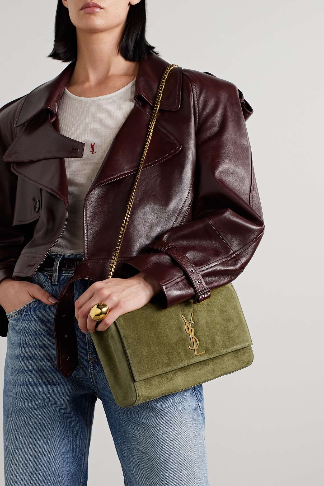 Saint Laurent - medium Kate shoulder bag - women - Calf Leather/Brass - One Size - Black