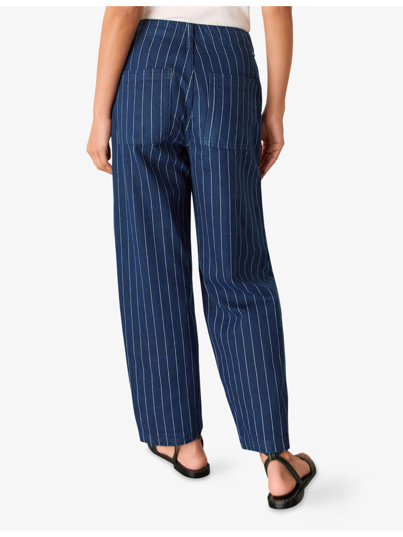 Pinstriped Barrel-Leg High-Rise Jeans 4
