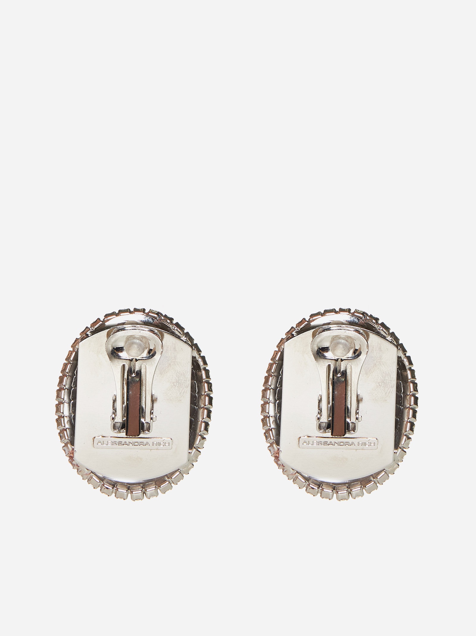Oval crystals and pearl earrings - 2