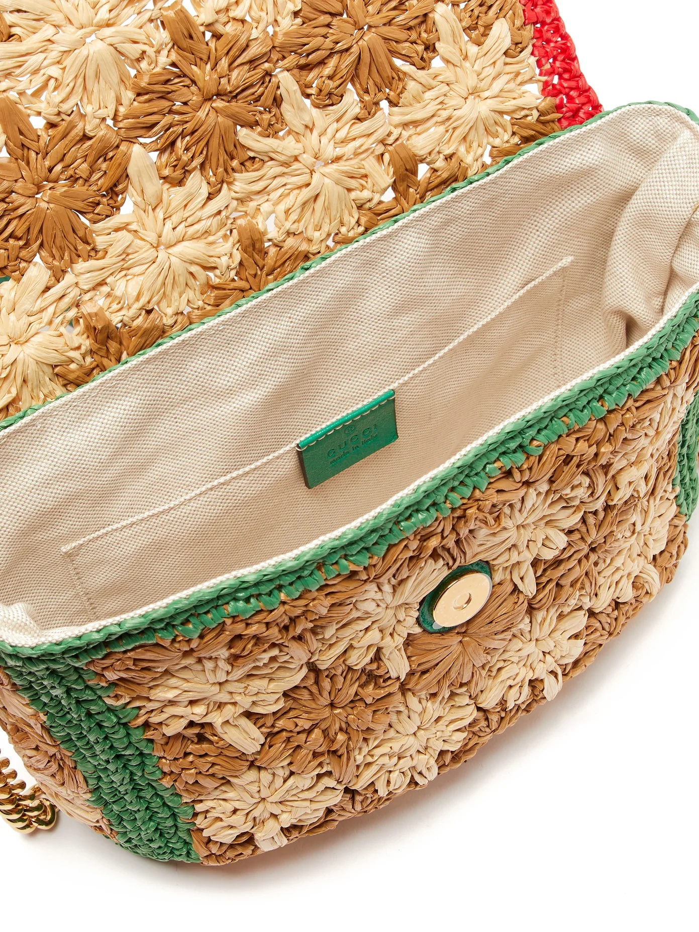 GG Marmont floral raffia-macramé shoulder bag - 5