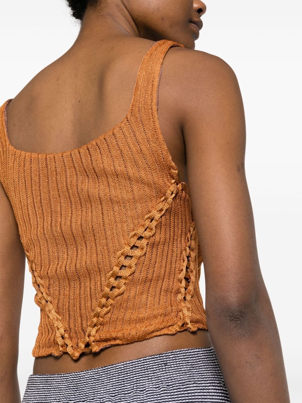square-neck knitted cropped top - 5