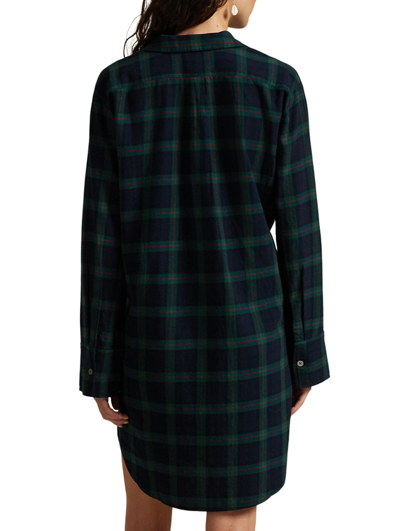 Women's Cozy Flannel Plaid Cotton Mini Shirtdress - Black Watch 3