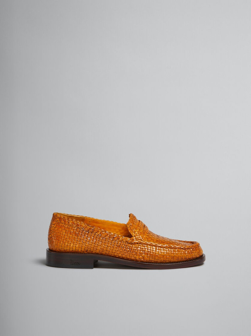 ORANGE WOVEN LEATHER BAMBI LOAFER 1