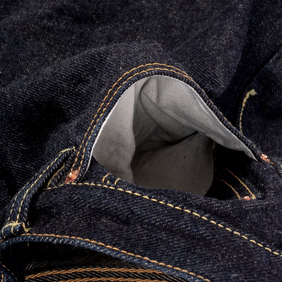 IH-666S-19L 19oz Left Hand Twill Selvedge Denim Slim Straight Cut Jeans - Indigo - 14